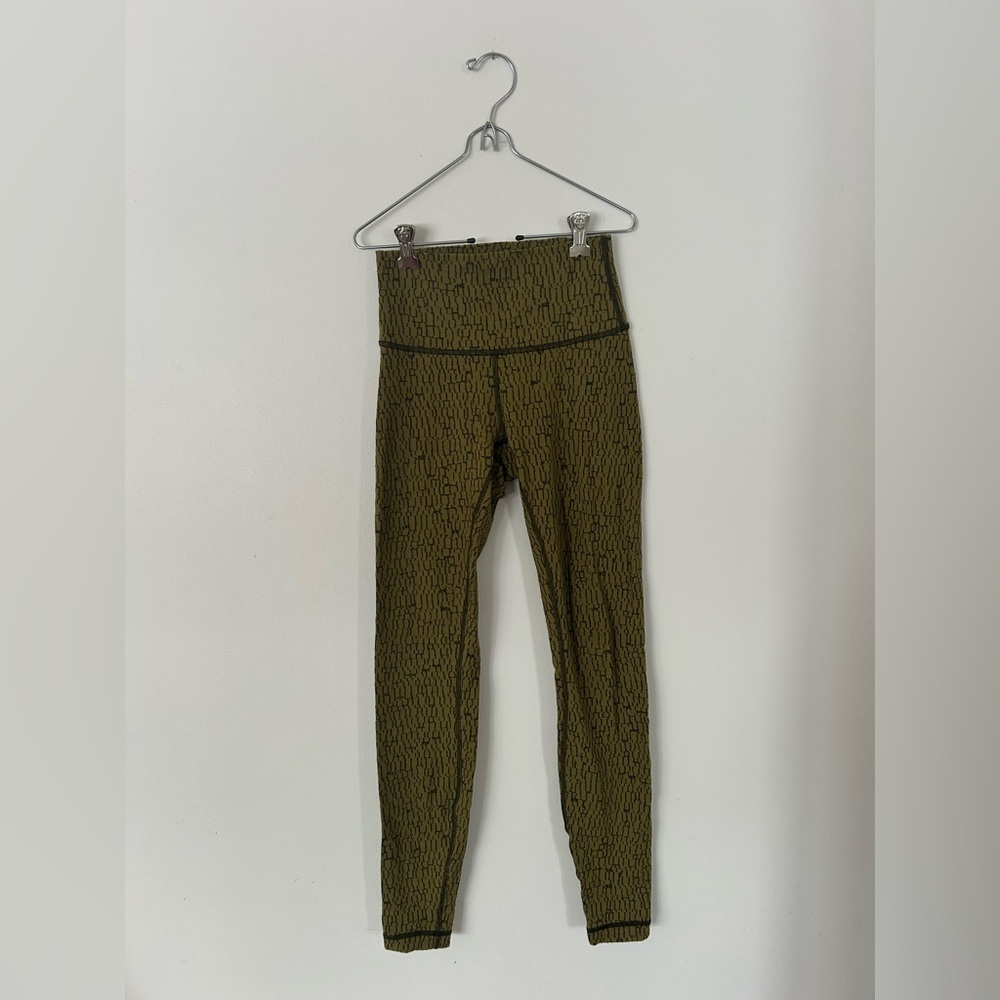 Lululemon Wunder Under High Rise Tight 28" Jacquard Green Leggings Size 4